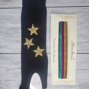 Girls headbands knee high socks stars glitter cute